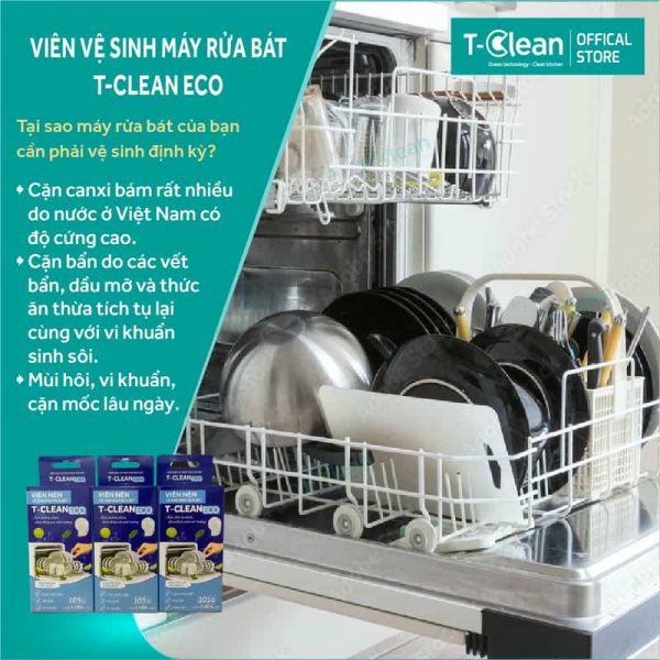 Viên Vệ Sinh Máy Rửa Chén T-Clean Eco Hộp 3 Viên